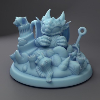 sand dragon twin goddess miniatures beach cute funny summer drake whelp 3d print model - Mito3D