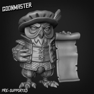owl folk 2 goon master Tabletop Characters & Creatures Fantasy Universe animal bird cute medieval wargaming miniature tabletop root dnd bard anthropomorphic townsfolk humblewood redwall shopkeeper 3d print model - Mito3D
