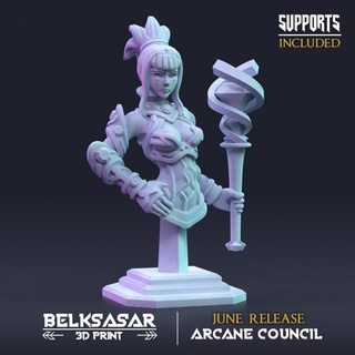 bust wizard kaliwen greyhand belksasar 3dprint Tabletop Characters & Creatures Fantasy Universe Fan Art Busts armor beautiful board boots detailed fantasy female woman magic earth torso staff mage boardgame jewels sorcerer arcane gauntled 3d print model - Mito3D