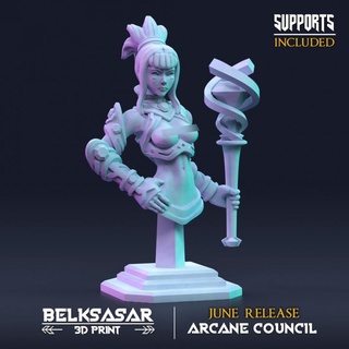 bust wizard kaliwen greyhand - variant 2 belksasar 3dprint Tabletop Characters & Creatures Fantasy Universe Fan Art Busts armor beautiful board boots detailed fantasy female woman magic earth torso staff mage boardgame jewels sorcerer arcane gauntled 3d print model - Mito3D
