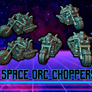 retro space orc choppers red nebular Tabletop Characters & Creatures Sci-Fi Universe Vehicles Machines fast motor cavalry bikes zoom biker greenskins dakka vroom 3d print model - Mito3D