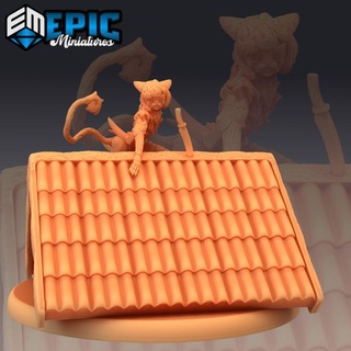 cat thief roof catfolk panther werejaguar lady female puma epic-miniatures fantasy medieval monster rpg warhammer sla enemy tabletop dungeon dnd pathfinder npc pre-supported supported pre 3d print model - Mito3D