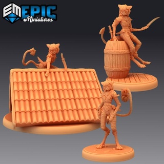 cat thief set catfolk panther werejaguar lady female puma epic-miniatures fantasy medieval monster rpg warhammer sla enemy tabletop dungeon dnd pathfinder npc pre-supported supported pre 3d print model - Mito3D