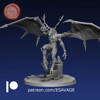 demos night spector 32mm dnd ethantsavage Fan Art Tabletop Characters & Creatures demon devil scary skull wings elk presupported 3d print model - Mito3D
