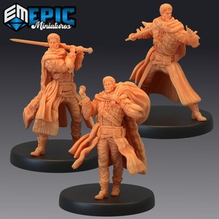 human thief set male bandit ruthless trickster headhunter epic-miniatures fantasy medieval monster rpg warhammer sla enemy tabletop dungeon dnd pathfinder npc pre-supported supported pre 3d print model - Mito3D