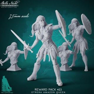 reward pack 23 amazon queen bella nacht minis Tabletop Characters & Creatures Fantasy Universe warrior valkyrie 75mm busts amazons solider otrera 3d print model - Mito3D