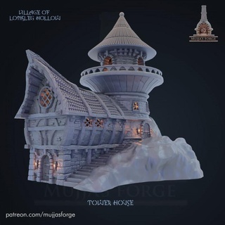 tower house - village lonkleg hollow mujja's forge Tabletop 3D Printable Terrain Fantasy 3d print model - Mito3D
