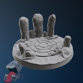 druid circle scenic base round square feed 3dprinter Tabletop 3D Printable Terrain Fantasy stone celtic witch shaman menhir 3d print model - Mito3D