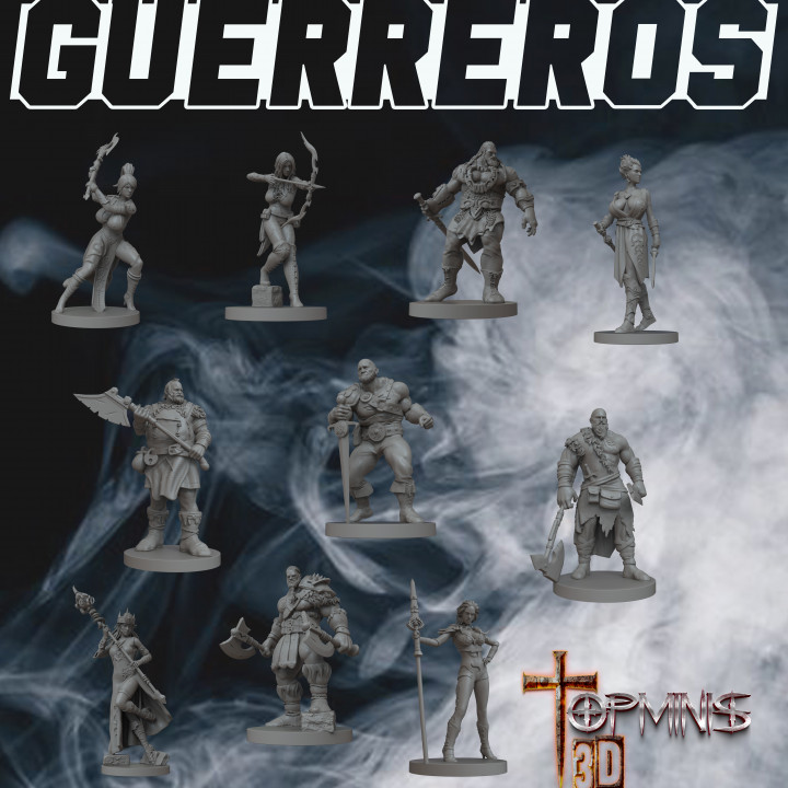 Guerreiros guerreiros pára juegos lista Ignacio Berbel garcia tampo mesa personagens criaturas fantasia universo guerrero orcos Guerreiro ogros gigantes demônios 3D print model - Mito3D