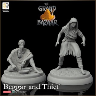 beggar thief -the grand bazaar gadgetworks Tabletop Characters & Creatures Fantasy Universe fantasy female miniatures old 32mm npc ttrpg 3d print model - Mito3D