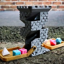 brick dice tower fold-up wooden drawbridges tabletop gaming dicetower 3d print model - Mito3D