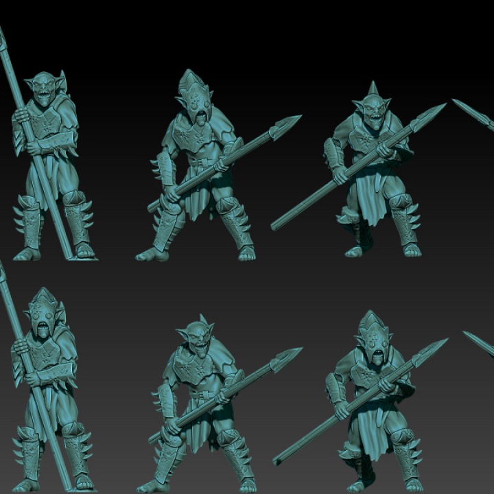 kzkminis - deepmines goblin spearmen Tabletop Characters & Creatures Fantasy Universe lotr moria goblins esdla mesbg khazaddum 3D print model - Mito3D