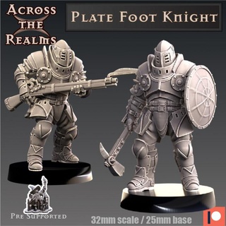 plate foot knight across realms Tabletop Characters & Creatures Fantasy Universe armor modular soldier warhammer dnd halberd pathfinder musket 5e pollaxe 3d print model - Mito3D
