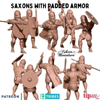 Saxons rembourré armure 28mm eskice miniature table personnages créatures historique univers sombre médiéval marteau guerre âge jeu saga 1 72 3d print model - Mito3D