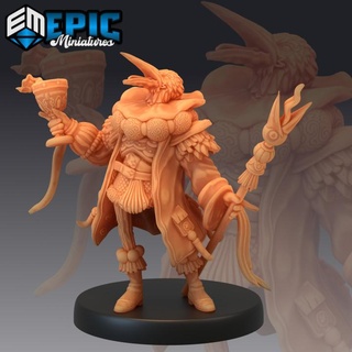 noble crane folk laughing classic avian humanoid giant raven mysterious bird encounter epic-miniatures fantasy medieval monster rpg warhammer sla enemy tabletop dungeon dnd pathfinder npc pre-supported supported pre 3d print model - Mito3D