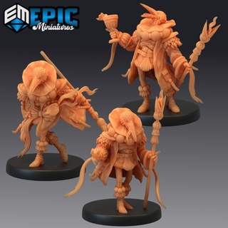 noble crane folk set classic avian humanoid giant raven mysterious bird encounter epic-miniatures fantasy medieval monster rpg warhammer sla enemy tabletop dungeon dnd pathfinder npc pre-supported supported pre 3d print model - Mito3D