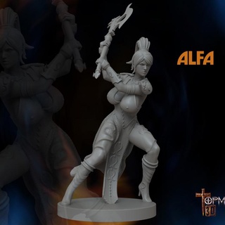 guerrera alfa para juegos de roll ignacio berbel garcia Tabletop Characters & Creatures Fantasy Universe troll ogro guerrero orco enano gigante 3d print model - Mito3D