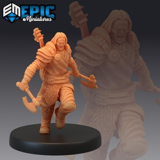 mercenary attacking brave fighter ruthless rogue male thief epic-miniatures fantasy medieval monster rpg warhammer sla enemy tabletop dungeon dnd pathfinder npc pre-supported supported pre 3d print model - Mito3D