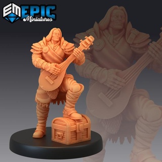 mercenary singing brave fighter ruthless rogue male thief epic-miniatures fantasy medieval monster rpg warhammer sla enemy tabletop dungeon dnd pathfinder npc pre-supported supported pre 3d print model - Mito3D
