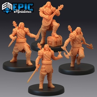 mercenary set brave fighter ruthless rogue male thief epic-miniatures fantasy medieval monster rpg warhammer sla enemy tabletop dungeon dnd pathfinder npc pre-supported supported pre 3d print model - Mito3D