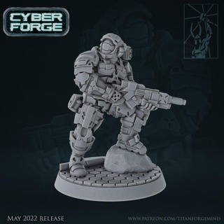 cyber fucina rosso blu bluetwo titano miniature 40k maestro soldato spazio warhammer alone raggiungere gioco guerra marino 3d print model - Mito3D