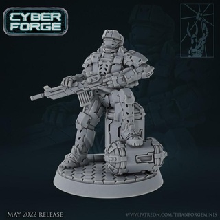 cyber forge red vs blue redone titan miniatures 40k marines soldier space trooper warhammer halo reach wargame 3d print model - Mito3D