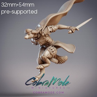 gerwalt okamian canine special forces pre-supported cobramode Tabletop Characters & Creatures Fantasy Universe dog female woman military assassin stalker knives rogue daggers commando shortsword dogfolk supported enueru canus 3d print model - Mito3D