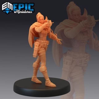 female assassin sneaky rogue brave fighter human headhunter epic-miniatures fantasy medieval monster rpg warhammer woman sla enemy tabletop dungeon dnd pathfinder npc pre-supported supported pre 3d print model - Mito3D