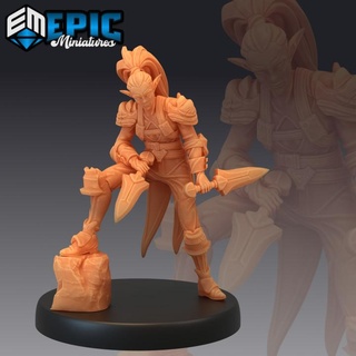 elf rogue dagger elven warrior elvish tribe epic-miniatures fantasy medieval monster rpg warhammer sla male enemy tabletop dungeon dnd pathfinder npc pre-supported supported pre 3d print model - Mito3D