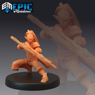 elf rogue bow & arrow elven warrior elvish tribe epic-miniatures fantasy female medieval monster rpg warhammer sla enemy tabletop dungeon dnd pathfinder npc pre-supported supported pre 3d print model - Mito3D
