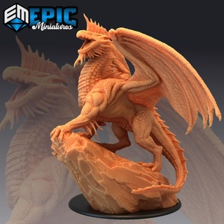 ancient silver dragon legendary drake winged mountain encounter magical beast epic-miniatures fantasy medieval monster rpg warhammer sla enemy tabletop dungeon dnd pathfinder npc pre-supported supported pre 3d print model - Mito3D