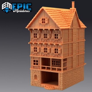 city house human building noble architecture village build playable interior epic-miniatures fantasy medieval monster rpg warhammer sla enemy kingdom tabletop legendary dungeon dnd pathfinder npc pre-supported supported pre 3d print model - Mito3D