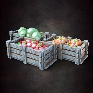 produce boxes tomatoes pumpkins watermelons red clay collectibles  Tabletop 3D Printable Terrain Fantasy Terrain food fruit pumpkin shop store boxes watermelon produce tomatoes melon  3d print model - Mito3D