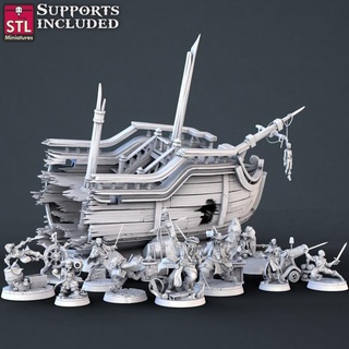 pirata conjunto stl miniaturas mesa caracteres criaturas fantasía universo 3D imprimible terreno decoración héroe Embarcacion accesorios d piratas mueble 3d print model - Mito3D