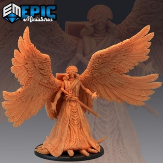 corrupted seraphim tentacle evil angel six winged celestial heavenly high guardian epic-miniatures fantasy female medieval monster rpg warhammer sla enemy tabletop dungeon dnd pathfinder npc pre-supported supported pre 3d print model - Mito3D