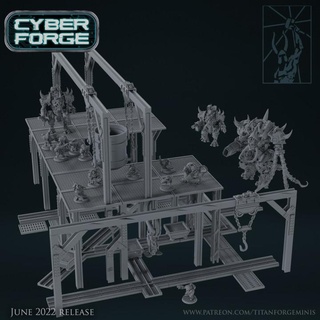 cyber forge galactic mining league terrain titan miniatures 40k pillar space warhammer mine floor rail cart wargame line dwarfs squats 3d print model - Mito3D