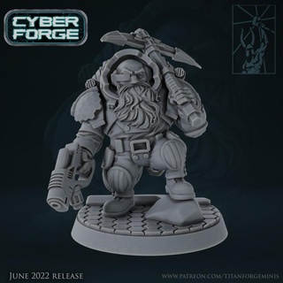 cyber forge galactic mining league carl titan miniatures 40k warhammer necromunda dwarf wargame squat skirmish orlock 3d print model - Mito3D