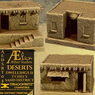 aedsrt05 desert dwellings ii - t'chel's sand district aether studios Tabletop 3D Printable Terrain Fantasy buildings terrain outdoors houses aetherstudios 3d print model - Mito3D