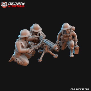 british mmg team ww2 kyoushuneko miniatures Tabletop Characters & Creatures Historical Universe gun machine war world vickers bef 3d print model - Mito3D