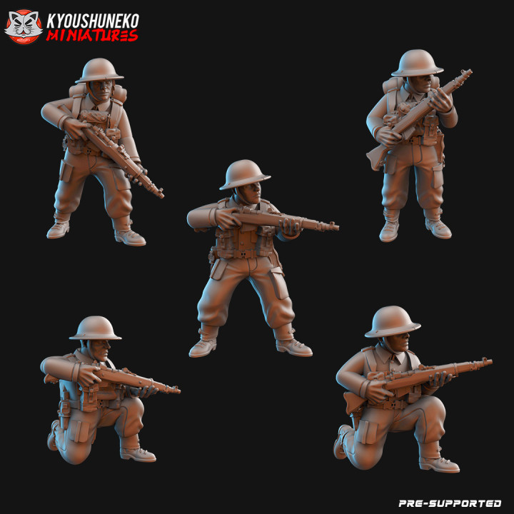 britisch Schützen ww2 Kyoushuneko Miniaturen Tischplatte Zeichen Kreaturen historisch Universum Krieg Welt 3D print model - Mito3D