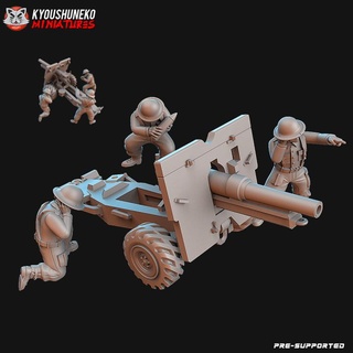 britânico 25 batedor campo arma fogo artilharia equipe ww2 kyoushuneko miniaturas tampo mesa personagens criaturas histórico universo veículos maquinas 3d print model - Mito3D