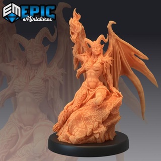devil duchess sitting hell warrior female demon spawn evil general abyss encounter epic-miniatures fantasy medieval monster rpg warhammer sla enemy tabletop dungeon dnd pathfinder npc pre-supported supported pre 3d print model - Mito3D