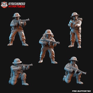 Britanique smg infanterie ww2 kyoushuneko miniatures table personnages créatures historique univers guerre monde 3d print model - Mito3D