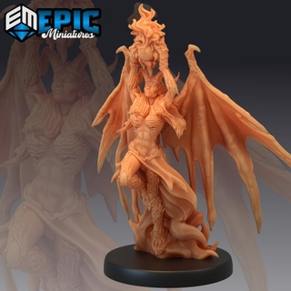 devil duchess attacking hell warrior female demon spawn evil general abyss encounter epic-miniatures fantasy medieval monster rpg warhammer sla enemy tabletop dungeon dnd pathfinder npc pre-supported supported pre 3d print model - Mito3D