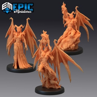 devil duchess set hell warrior female demon spawn evil general abyss encounter epic-miniatures fantasy medieval monster rpg warhammer sla enemy tabletop dungeon dnd pathfinder npc pre-supported supported pre 3d print model - Mito3D