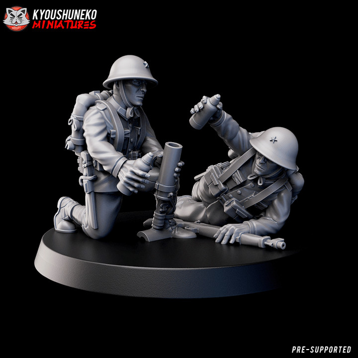 Japonais lumière mortier équipe ww2 kyoushuneko miniatures table personnages créatures historique univers guerre monde 3D print model - Mito3D