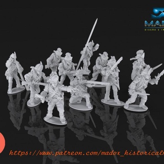 awi british light infantry war bear studios Tabletop Characters & Creatures Historical Universe historical 28mm black powder muskets tomahawks warlord games american revolution musket horse 3d print model - Mito3D