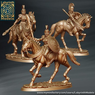 amazons cavalry - 32mm scale labyrinth models Tabletop Characters & Creatures Fantasy Universe dungeons fantasy hero rpg wargaming warhammer character miniature boardgame tabletop wargame patreon d&d knights horses riders 3d print model - Mito3D