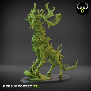spirit pec claybeastcreation Tabletop Characters & Creatures Fantasy Universe ancient creature forest nature tree guardian stag elk grove 3d print model - Mito3D