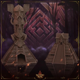 aztec viking inspired buildings mythic roll unchained games  Tabletop 3D Printable Terrain Fantasy Terrain aztec support-free terrain viking  3d print model - Mito3D